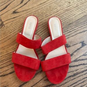 Barneys Red Suede Women's Slide Sandals